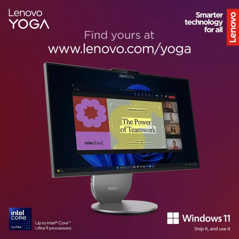 Komputer All-in-One Lenovo Yoga AIO 9 27IAH10 — 27 cali QHD, Intel Core Ultra 7 255H, 16 GB LPDDR5x, 1 TB SSD, Intel Arc 140T, Windows 11 Home