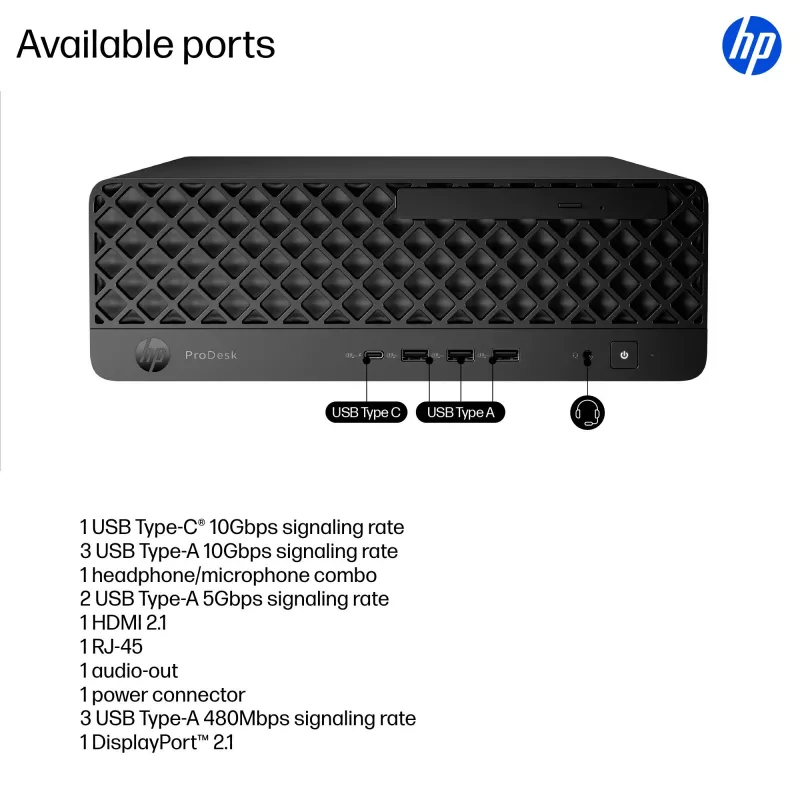 PC HP ProDesk 4 SFF G1i AI — Intel Core Ultra 7 265 (5,3 GHz, 20 rdzeni), 16 GB DDR5, 1 TB NVMe SSD, Windows 11 Pro, Wi‑Fi 6E