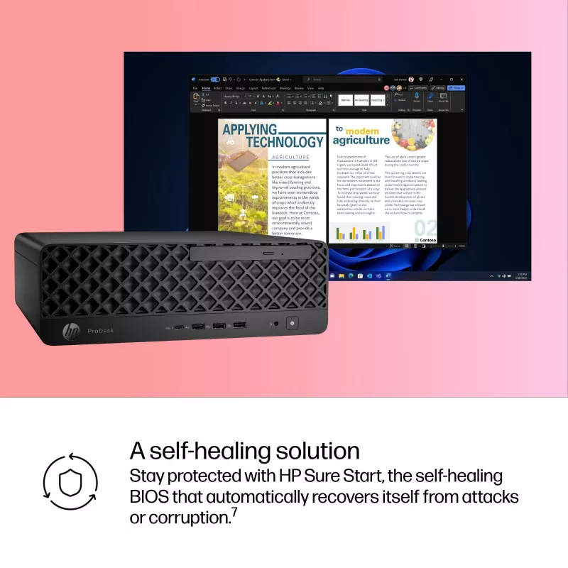 PC HP ProDesk 4 SFF G1i AI — Intel Core Ultra 7 265 (5,3 GHz, 20 rdzeni), 16 GB DDR5, 1 TB NVMe SSD, Windows 11 Pro, Wi‑Fi 6E