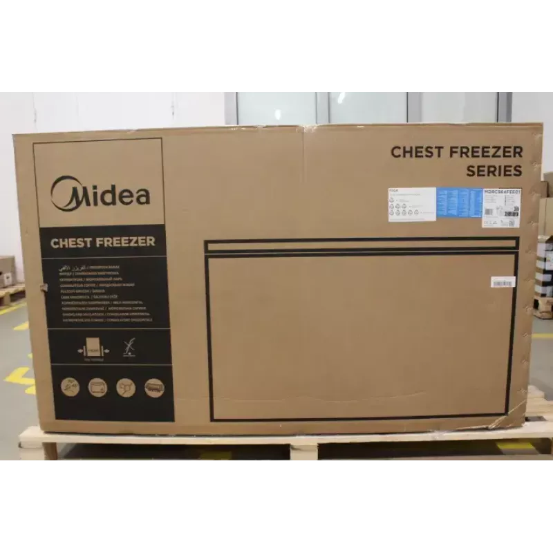 Zamrażarka skrzyniowa Midea MDRC564FEE01 — 418 L netto, klasa energetyczna E, wysokość 82,5 cm, 3 kosze, biała