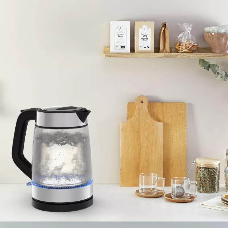 Tefal Glass Kettle KI605830 czajnik elektryczny 1,7 L 2200 W Czarny, Srebrny, Przezroczysty