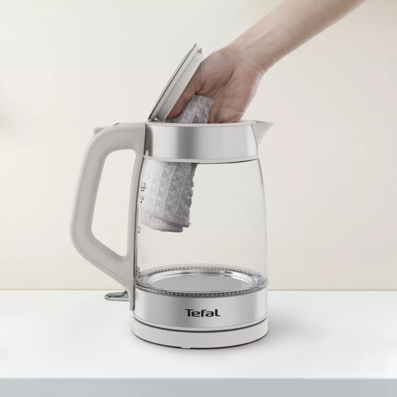 Tefal Glass Kettle KI605B30 czajnik elektryczny 1,7 L 2200 W Szary, Srebrny, Przezroczysty