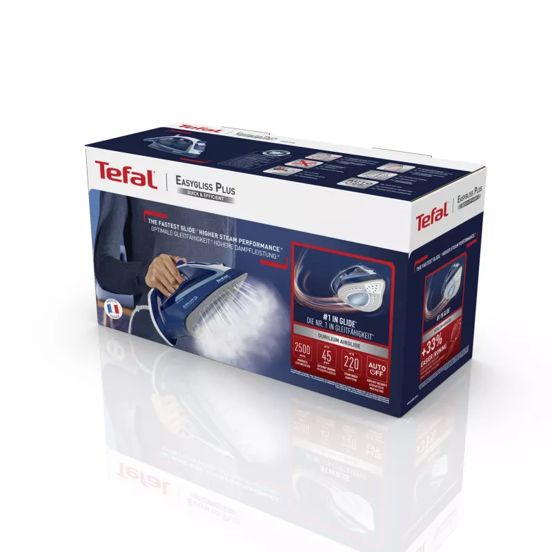 Tefal EasyGliss Plus FV5735 żelazko Żelazko suche i parowe stopa Durilium 2500 W Niebieski, Biały