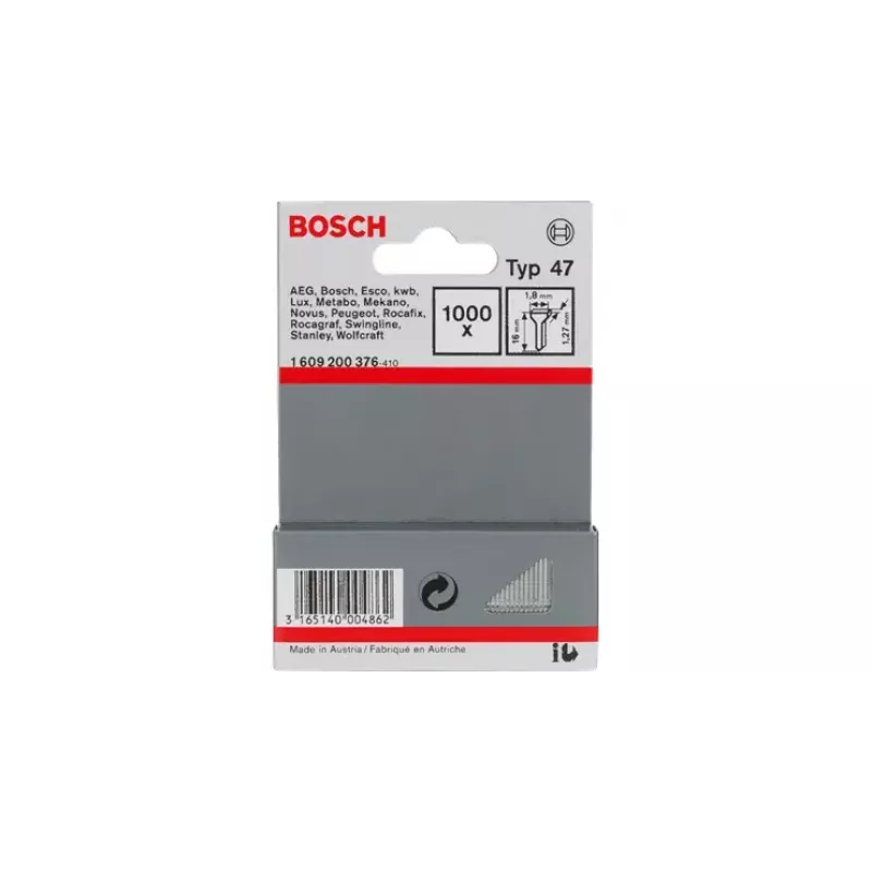 Gwoździe brad Bosch 1609200376 Typ 47 Długość 16 mm Ilość 1000 szt.