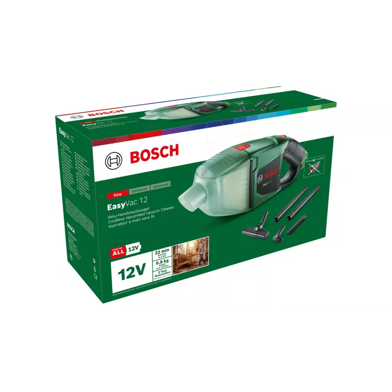 Bosch EasyVac 12 Bezprzewodowy odkurzacz pionowy 2-w-1 Na sucho Bezworkowy Zielony