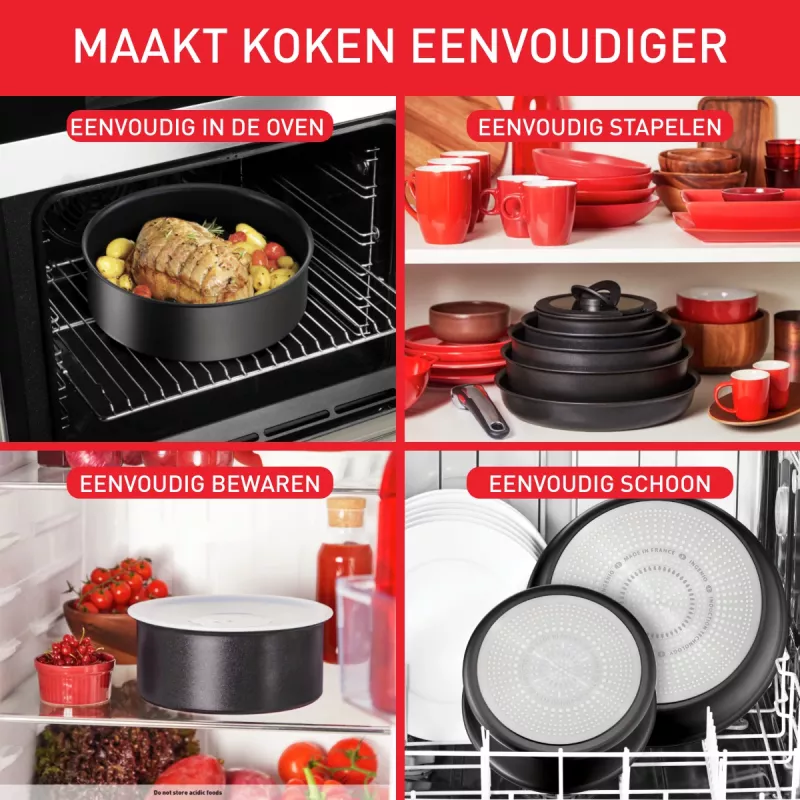 Zestaw garnków Tefal Ingenio L76391 — aluminiowy zestaw mieszany, 4 szt. (rondle Ø16/18/20 cm) czarny