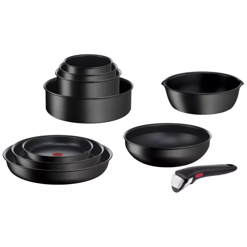 Zestaw garnków Tefal Ingenio L76391 — aluminiowy zestaw mieszany, 4 szt. (rondle Ø16/18/20 cm) czarny