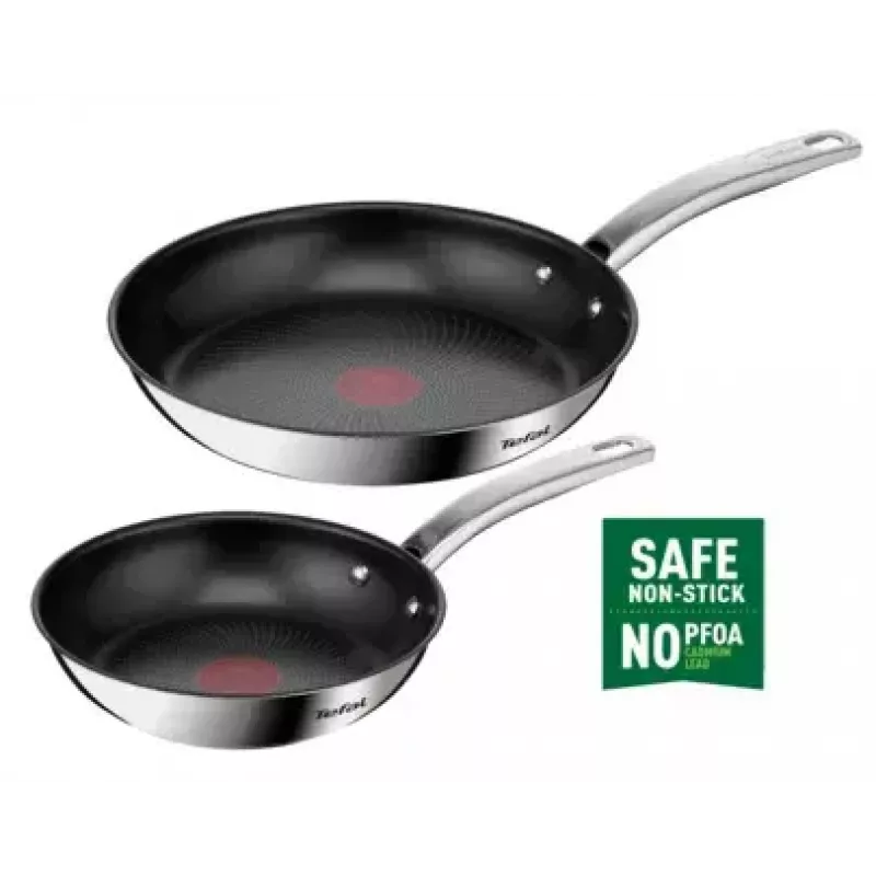 Zestaw patelni Tefal Intuition B817S255 — patelnie ze stali nierdzewnej 20 cm i 26 cm
