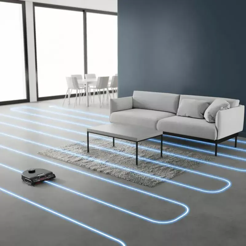 Robot odkurzający Rowenta X‑Plorer RR9465WH — bezworkowy, kształt D, pojemnik na kurz 0,35 l, czas pracy 120 min, litowo-jonowy, 97×325×335 mm, czarny