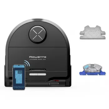 Robot odkurzający Rowenta X‑Plorer RR9465WH — bezworkowy, kształt D, pojemnik na kurz 0,35 l, czas pracy 120 min, litowo-jonowy, 97×325×335 mm, czarny