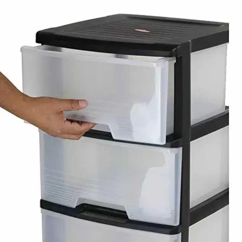 Szufladowa komoda Curver 0806770146 — 5 szuflad, po 20 L każda, czarna/półprzezroczysta, 37×39×100 cm