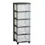 Szufladowa komoda Curver 0806770146 — 5 szuflad, po 20 L każda, czarna/półprzezroczysta, 37×39×100 cm
