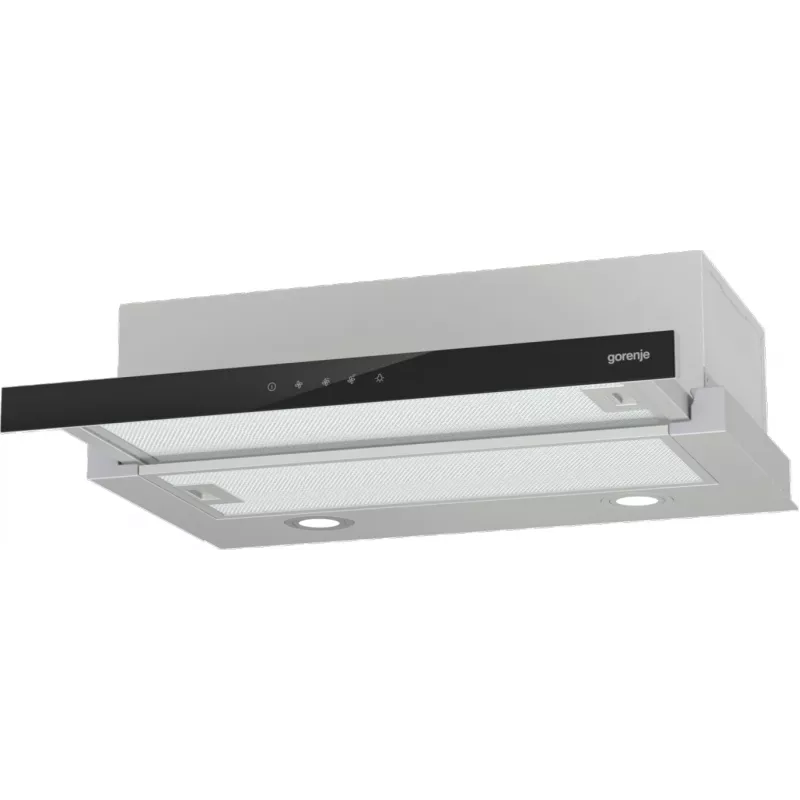 Okap kuchenny Gorenje TH64E3SGB, półzabudowany (wysuwany), stal nierdzewna, 350 m³/h