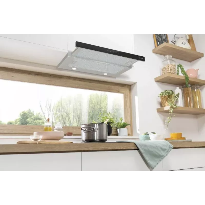 Okap kuchenny Gorenje TH64E3SGB, półzabudowany (wysuwany), stal nierdzewna, 350 m³/h