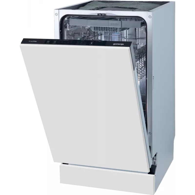 Gorenje Diskmaskin GV561D10 BK070, w pełni zabudowana, Slimline (45 cm), Biały, Standard (80 - 85 cm), Czarny, Przyciski