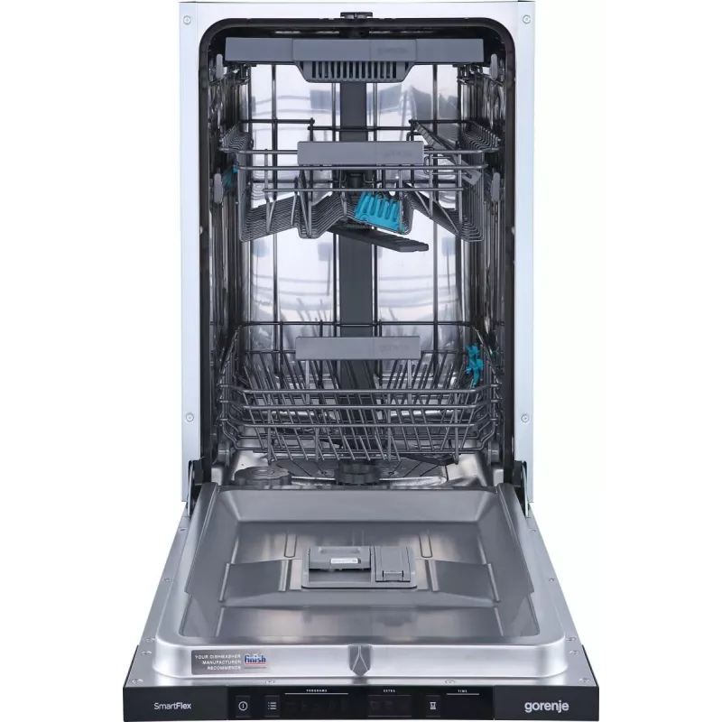 Gorenje Diskmaskin GV561D10 BK070, w pełni zabudowana, Slimline (45 cm), Biały, Standard (80 - 85 cm), Czarny, Przyciski