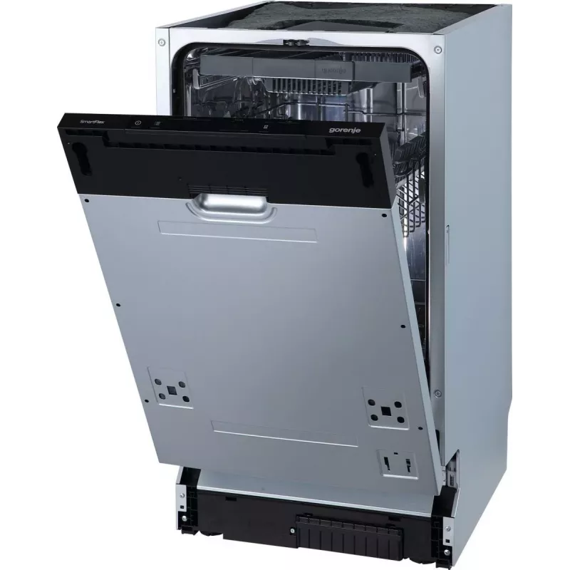 Gorenje Diskmaskin GV561D10 BK070, w pełni zabudowana, Slimline (45 cm), Biały, Standard (80 - 85 cm), Czarny, Przyciski