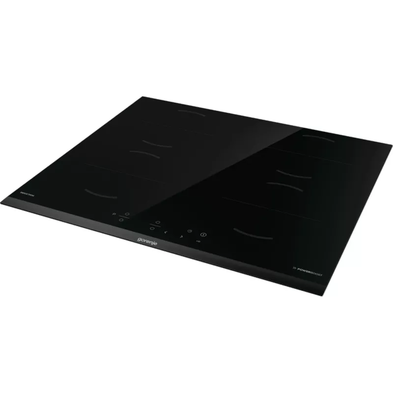 Płyta indukcyjna Gorenje GI6401BCE RAL9017, czarna, do zabudowy, 59,5 cm, płyta indukcyjna strefowa, ceramika szklana, 4 strefy grzewcze