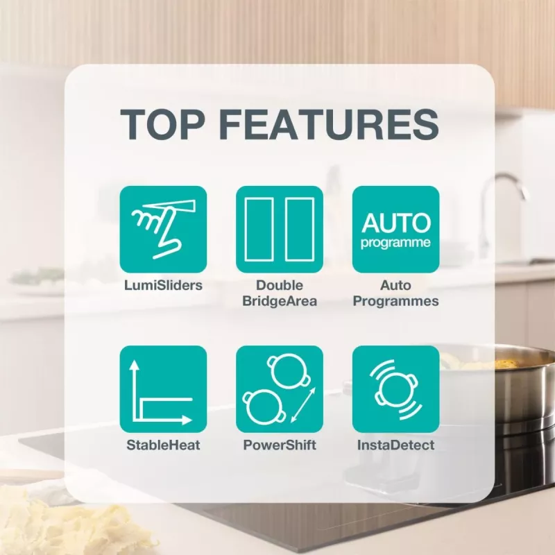 Gorenje Induktionshäll GI6443BSCWF, Czarny, Built-in, 60 cm, Zone induction hob, Glass-ceramic, 4 zone(s)