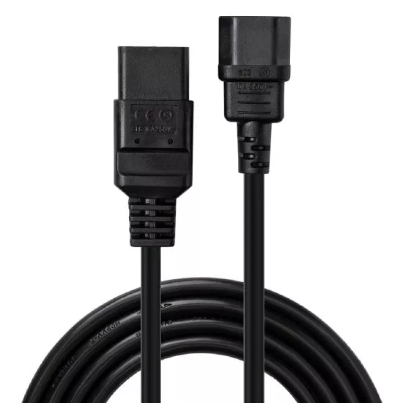 Kabel przedłużający Lindy 1 m C14 do C19, czarny, 1 m, IEC C14, IEC C19, 250 V