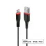 Lindy 1m Wzmocniony kabel USB typu A do Lightning, 1 m, Lightning, USB A, Męski, Męski, Czarny