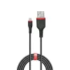 Lindy 1m Wzmocniony kabel USB typu A do Lightning, 1 m, Lightning, USB A, Męski, Męski, Czarny