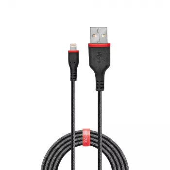 Lindy 1m Wzmocniony kabel USB typu A do Lightning, 1 m, Lightning, USB A, Męski, Męski, Czarny