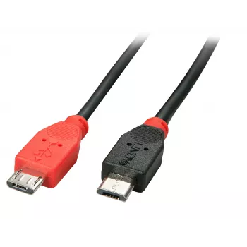 Lindy 2m USB 2.0 Type Micro-B do Micro-B OTG kabel, 2 m, Micro-USB B, Micro-USB B, USB 2.0, Wtyk/Wtyk, Czarny