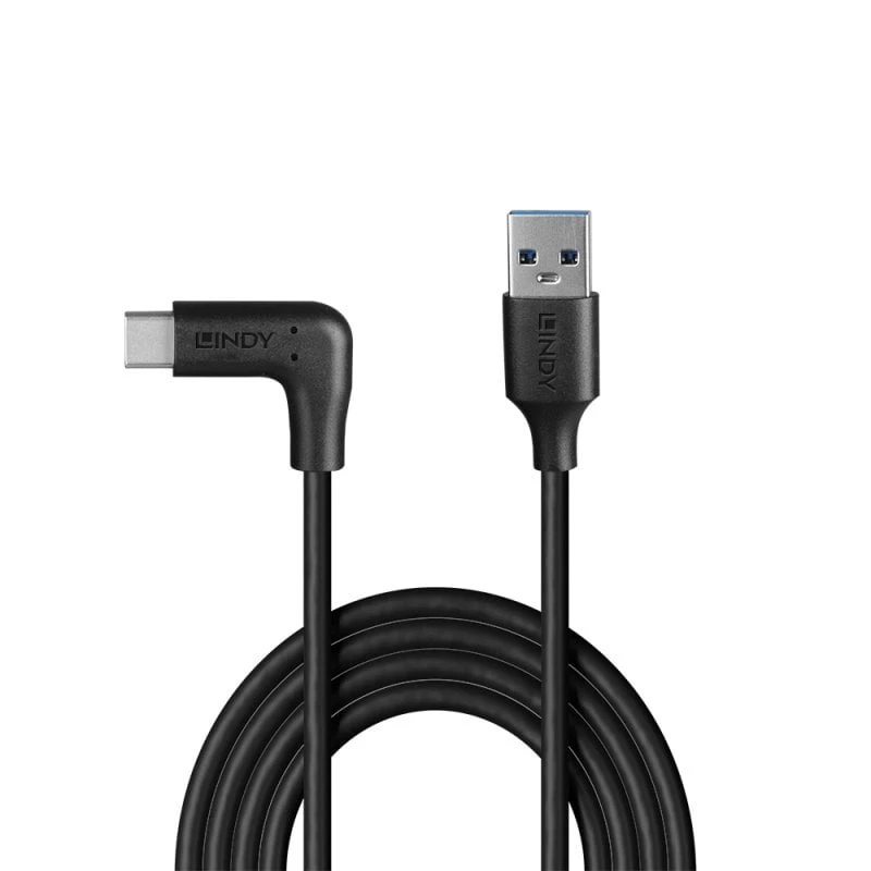 Kabel Lindy USB 3.2 Typ A na C, 1,5 m, kąt prosty 90°, 10 Gb/s
