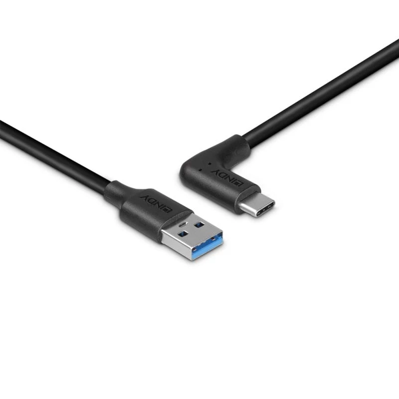 Kabel Lindy USB 3.2 Typ A na C, 1,5 m, kąt prosty 90°, 10 Gb/s