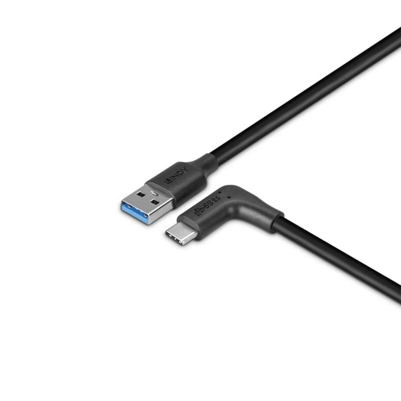 Kabel Lindy USB 3.2 Typ A na C, 1,5 m, kąt prosty 90°, 10 Gb/s