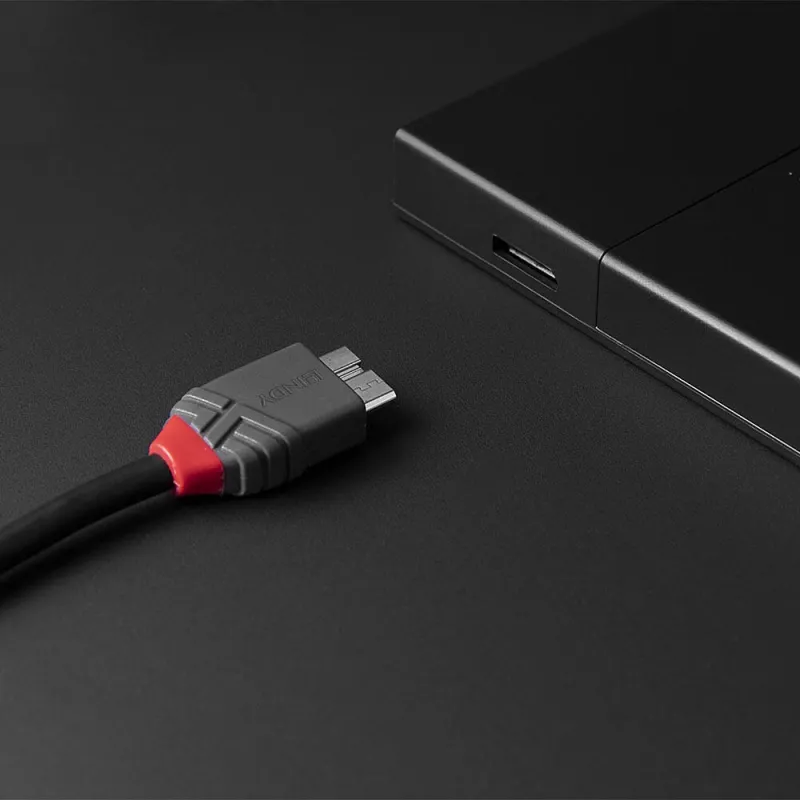 Lindy 1m USB 3.2 Type C na Micro-B Kabel, Anthra Line, 1 m, USB C, Micro-USB B, USB 3.2 Gen 1 (3.1 Gen 1), Czarny