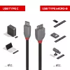 Lindy 1m USB 3.2 Type C na Micro-B Kabel, Anthra Line, 1 m, USB C, Micro-USB B, USB 3.2 Gen 1 (3.1 Gen 1), Czarny