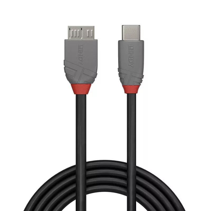 Kabel Lindy 2m USB 3.2 Typu C na Micro-B, Anthra Line, 2 m, USB C, Micro-USB B, USB 3.2 Gen 1 (3.1 Gen 1), Czarny