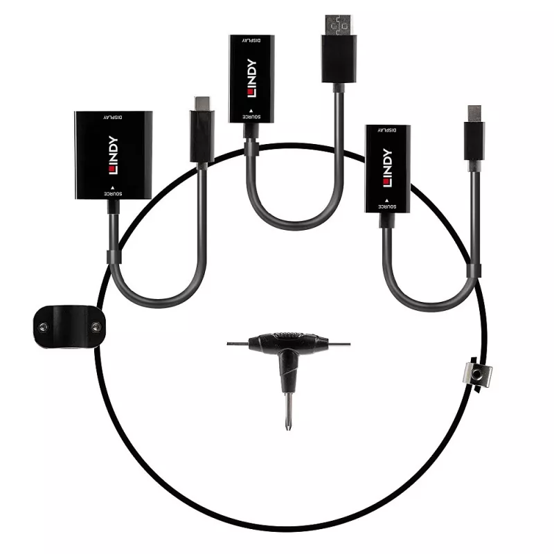 Lindy USB Type C, mDP i DisplayPort na HDMI 18G Converter Tether