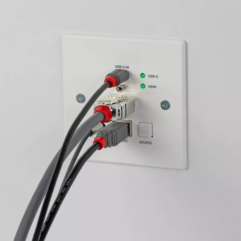Lindy 150m Cat.6 HDMI 4K60 i Type C HDBaseT UK nadajnik KVM z płytą ścienną, nadajnik