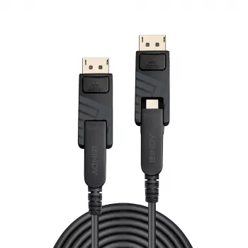 Lindy 40m kabel hybrydowy światłowodowy Mini DisplayPort 1.4 z odłączanymi złączami DP