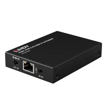 Lindy HDMI, KVM i IR Extender over IP, Odbiornik, Nadajnik i odbiornik, Przewodowy, 150 m, Cat5e, Cat6, Czarny, Metal