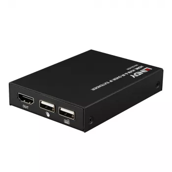 Lindy HDMI, KVM i IR Extender over IP, Odbiornik, Nadajnik i odbiornik, Przewodowy, 150 m, Cat5e, Cat6, Czarny, Metal