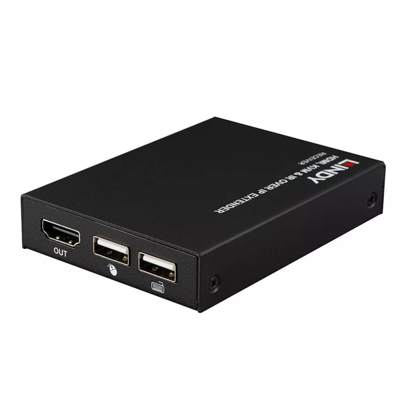 Lindy HDMI, KVM i IR Extender over IP, Odbiornik, Nadajnik i odbiornik, Przewodowy, 150 m, Cat5e, Cat6, Czarny, Metal