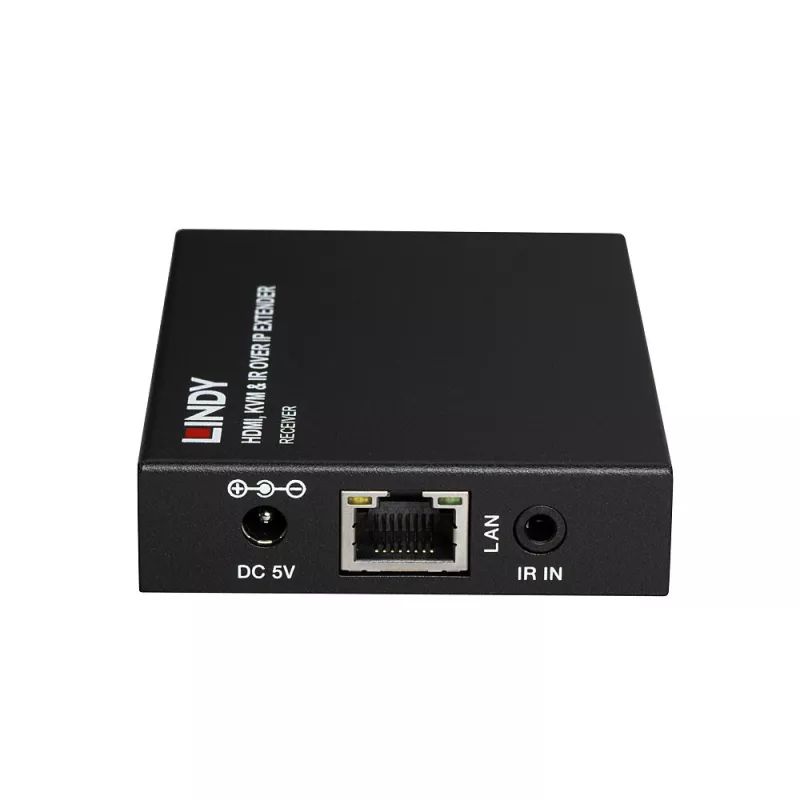 Lindy HDMI, KVM i IR Extender over IP, Odbiornik, Nadajnik i odbiornik, Przewodowy, 150 m, Cat5e, Cat6, Czarny, Metal