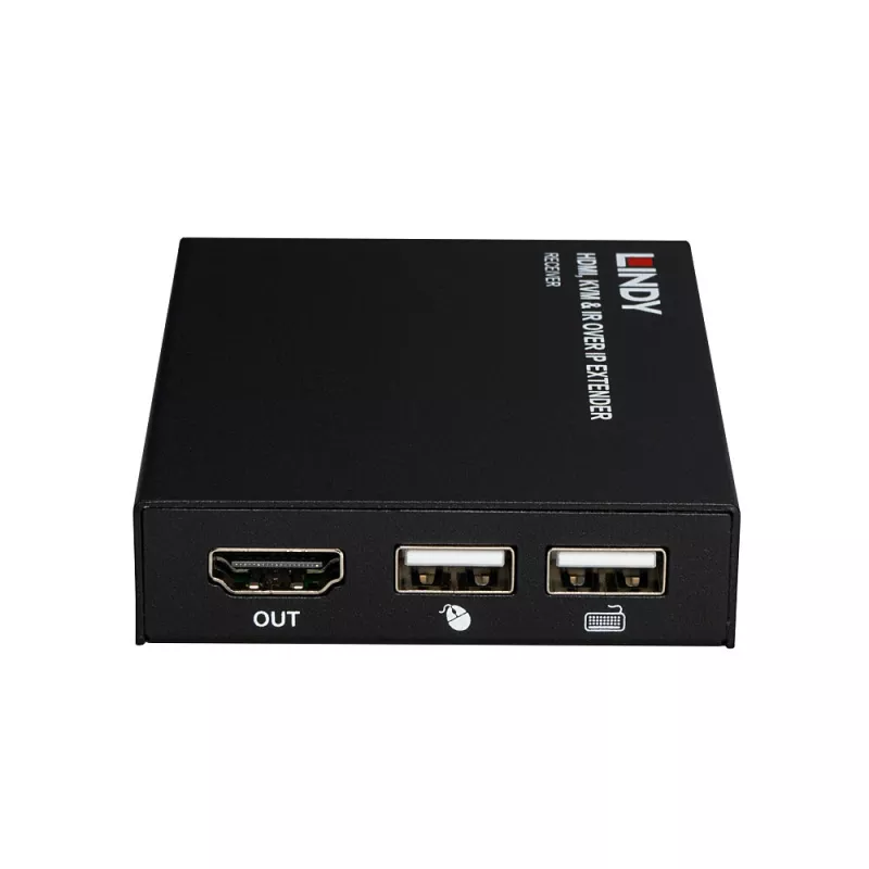 Lindy HDMI, KVM i IR Extender over IP, Odbiornik, Nadajnik i odbiornik, Przewodowy, 150 m, Cat5e, Cat6, Czarny, Metal