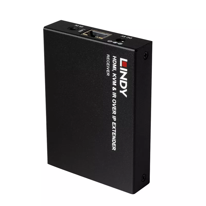 Lindy HDMI, KVM i IR Extender over IP, Odbiornik, Nadajnik i odbiornik, Przewodowy, 150 m, Cat5e, Cat6, Czarny, Metal