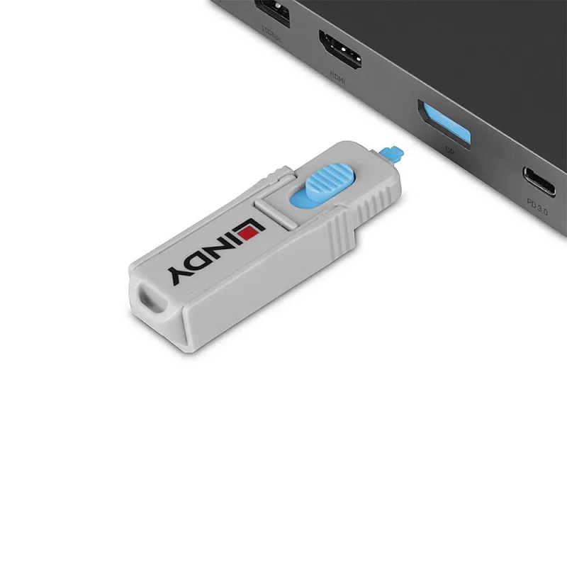 Lindy 40324 blokada portu Blokada portu + klucz DisplayPort Niebieski Akrylonitryl-butadien-styren (ABS) 5 szt.