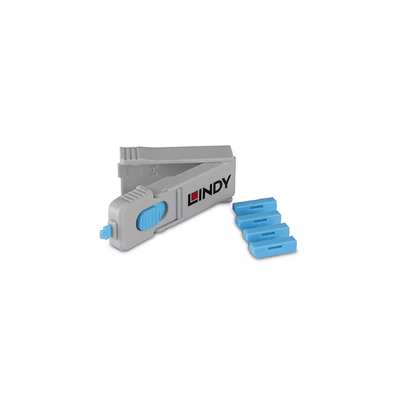 Lindy 40324 blokada portu Blokada portu + klucz DisplayPort Niebieski Akrylonitryl-butadien-styren (ABS) 5 szt.