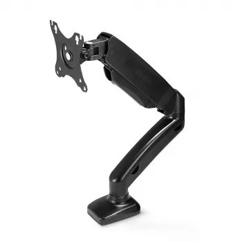 Lindy Pojedynczy monitor na ramieniu gazowo-sprężynowym do montażu na biurku, 6,5 kg, 43,2 cm (17 cali), 68,6 cm (27 cali), 75 x 75 mm, 100 x 100 mm, czarny