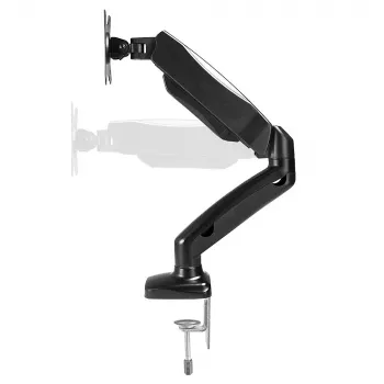 Lindy Pojedynczy monitor na ramieniu gazowo-sprężynowym do montażu na biurku, 6,5 kg, 43,2 cm (17 cali), 68,6 cm (27 cali), 75 x 75 mm, 100 x 100 mm, czarny