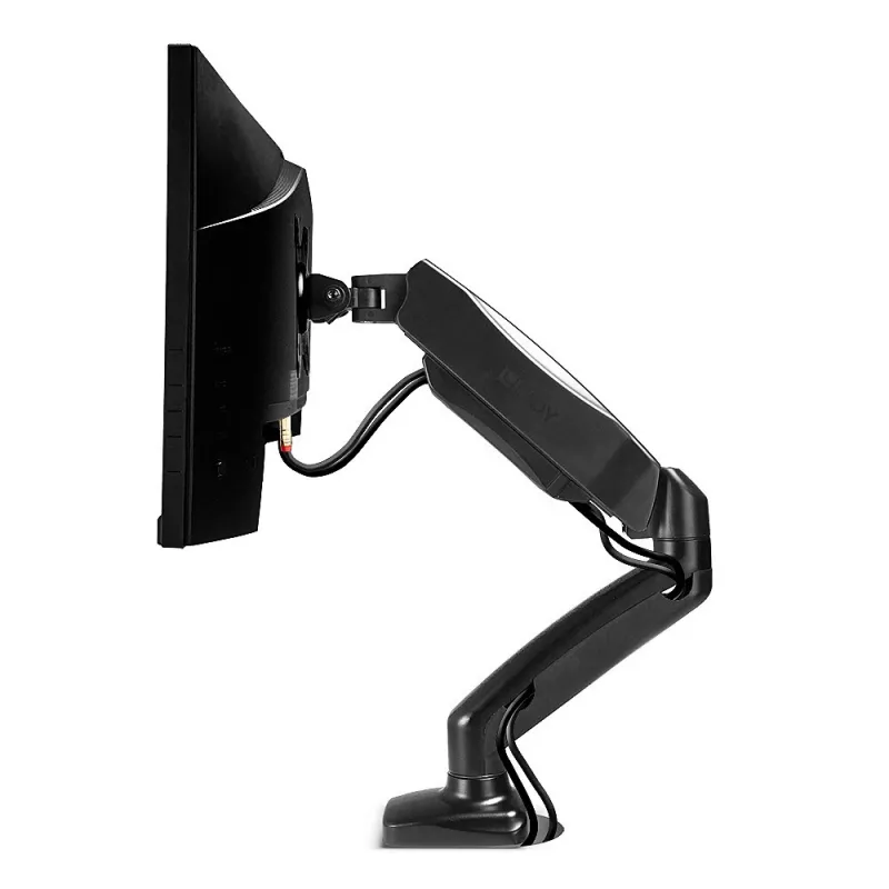 Lindy Pojedynczy monitor na ramieniu gazowo-sprężynowym do montażu na biurku, 6,5 kg, 43,2 cm (17 cali), 68,6 cm (27 cali), 75 x 75 mm, 100 x 100 mm, czarny