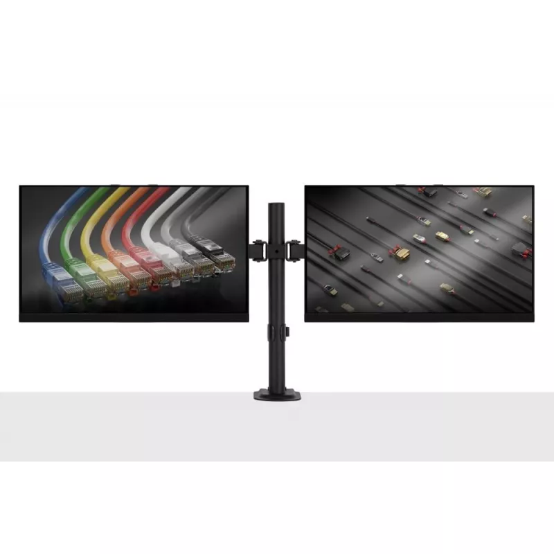 Lindy Dual Adjustable Display Mount, 8 kg, 33 cm (13 cali), 81.3 cm (32 cale), 75 x 75 mm, 100 x 100 mm, Czarny