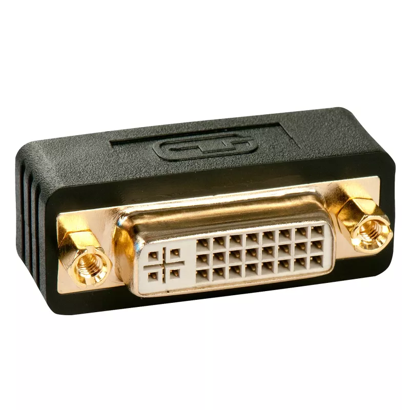 Lindy Premium DVI-D Coupler, męski na żeński, DVI-I, DVI-D, czarny